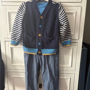 First Impressions Blue Cotton 3 piece set size 24mo
